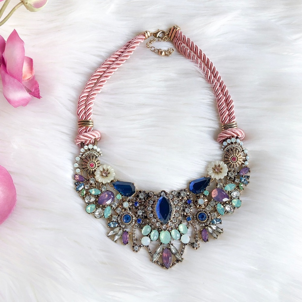 Blush and Blue Statement Necklace - Picture 3 of 7